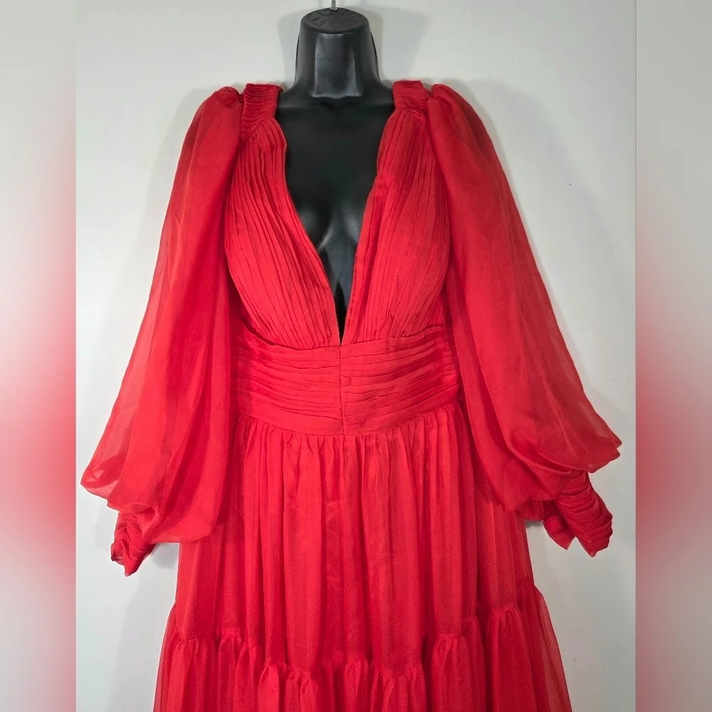 NEW HEBEOS PRINCESS CHIFFON RUFFLES SWEEP DRESS. - Picture 3 of 7